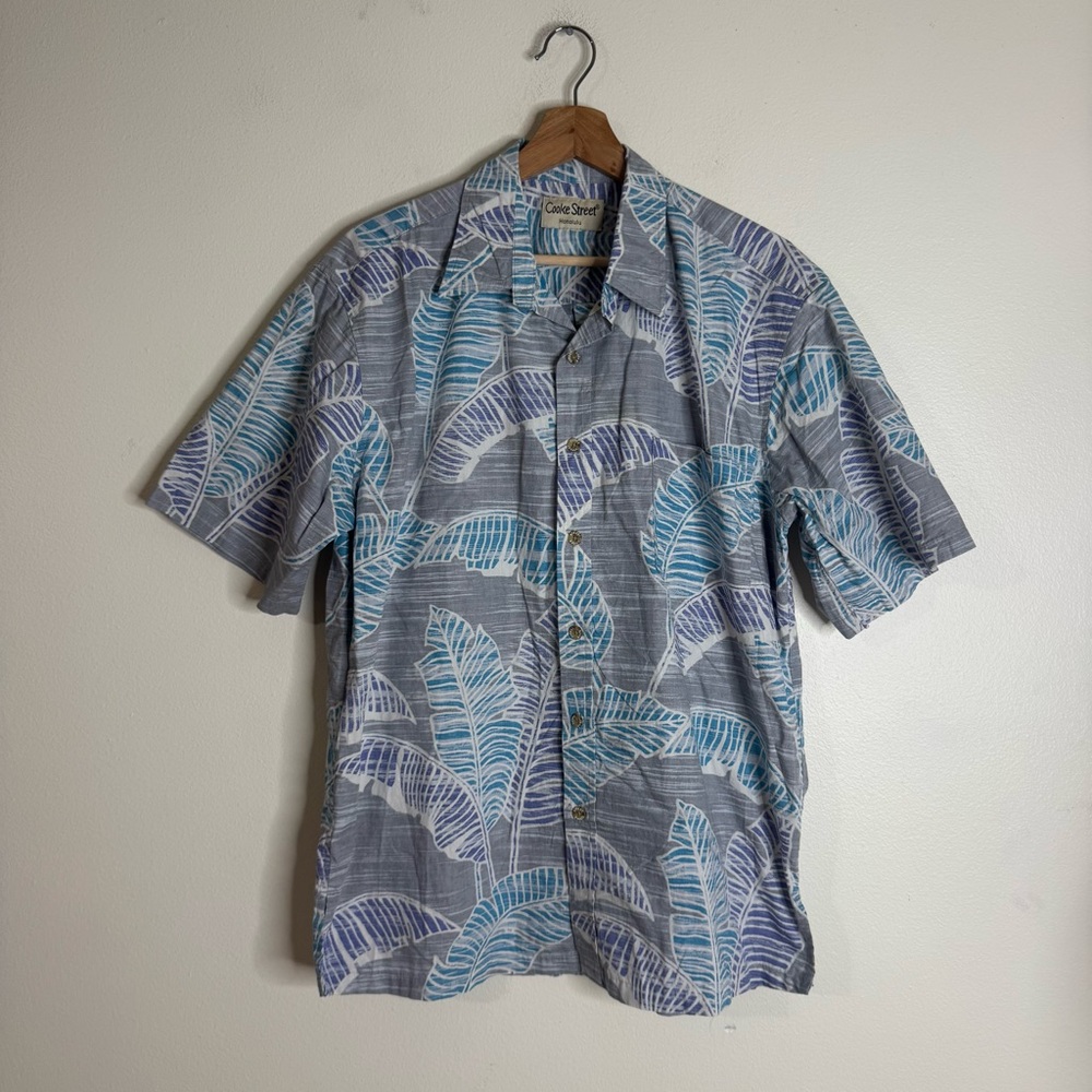 Cooke street Honolulu Men’s Short-Sleeve Leaf Print cotton Shirt medium